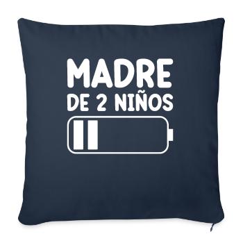 Maman De Deux Enfants - Housse de coussin décorative 45 x 45 cm - bleu marine - Devant
