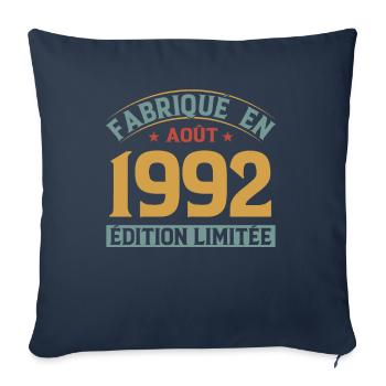 MILLÉSIME AOUT 1992 ÉDITION LIMITÉE - Housse de coussin décorative 45 x 45 cm - bleu marine - Devant