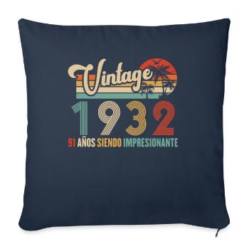 Vintage 1932 Anniversaire 91 ans D'être Awesome - Housse de coussin décorative 45 x 45 cm - bleu marine - Devant