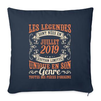 Juillet 2019 Anniversaire Idée Cadeau Vintage - Housse de coussin décorative 45 x 45 cm - bleu marine - Devant