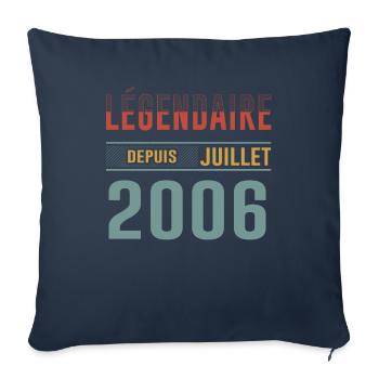 Juillet 2006 Anniversaire Idée Cadeau Vintage - Housse de coussin décorative 45 x 45 cm - bleu marine - Devant