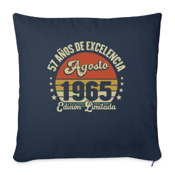 57 Ans Anniversaire Vintage Né(e) en Août 1965 - Housse de coussin décorative 45 x 45 cm - bleu marine - Devant