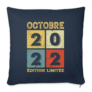 Anniversaire Vintage Idée Cadeau Octobre 2022 - Housse de coussin décorative 45 x 45 cm - bleu marine - Devant