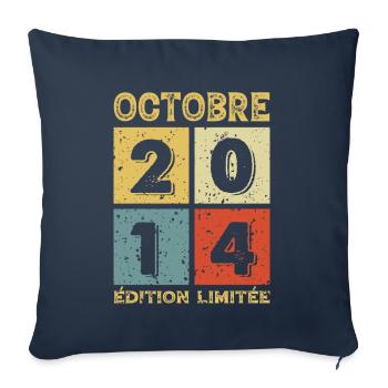 Anniversaire Vintage Idée Cadeau Octobre 2014 - Housse de coussin décorative 45 x 45 cm - bleu marine - Devant