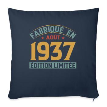 Fabriqué En Août 1937 Édition Limitée - Housse de coussin décorative 45 x 45 cm - bleu marine - Devant