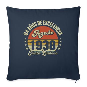 Anniversaire Vintage Idée Cadeau Août Humour 84 - Housse de coussin décorative 45 x 45 cm - bleu marine - Devant