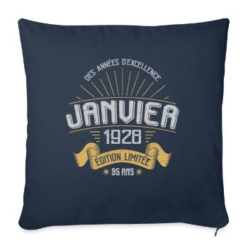 Des Années D'excellence Janvier 1928 95 Ans - Housse de coussin décorative 45 x 45 cm - bleu marine - Devant