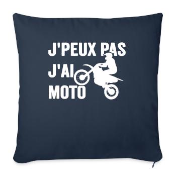Je Peux Pas J'ai Moto Humour Cadeau Anniversaire - Housse de coussin décorative 45 x 45 cm - bleu marine - Devant