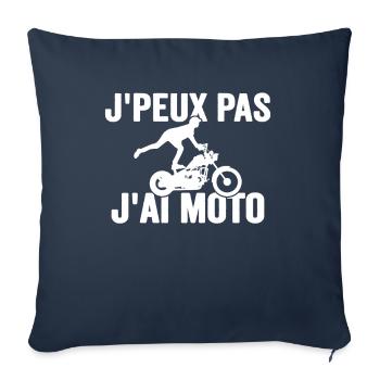 Je Peux Pas J'ai Moto Humour Cadeau Anniversaire - Housse de coussin décorative 45 x 45 cm - bleu marine - Devant