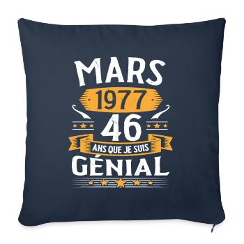 Mars 1977 46 Ans Que Je Suis Génial Anniversaire - Housse de coussin décorative 45 x 45 cm - bleu marine - Devant