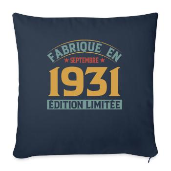 Fabriqué En Septembre 1931 Édition Limitée - Housse de coussin décorative 45 x 45 cm - bleu marine - Devant