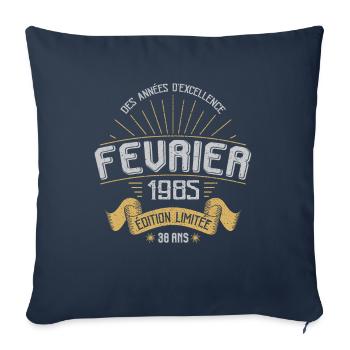 Des Années D'excellence Février 1985 38 Ans - Housse de coussin décorative 45 x 45 cm - bleu marine - Devant