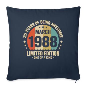 Anniversaire Vintage Idée Cadeau Mars 35 - Housse de coussin décorative 45 x 45 cm - bleu marine - Devant