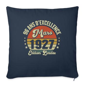 96 Ans D'excellence Mars 1927 Édition Limitée - Housse de coussin décorative 45 x 45 cm - bleu marine - Devant