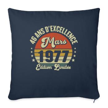 46 Ans D'excellence Mars 1977 Édition Limitée - Housse de coussin décorative 45 x 45 cm - bleu marine - Devant