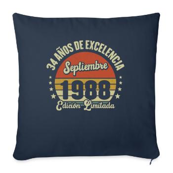 34 Ans D'excellence Septembre 1988 Édition Limitée - Housse de coussin décorative 45 x 45 cm - bleu marine - Devant