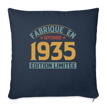 Fabriqué En Septembre 1935 Édition Limitée - Housse de coussin décorative 45 x 45 cm - bleu marine - Devant