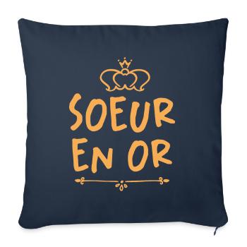 Soeur En Or - Housse de coussin décorative 45 x 45 cm - bleu marine - Devant