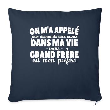 Grand-frère Est Nom Préféré - Housse de coussin décorative 45 x 45 cm - bleu marine - Devant