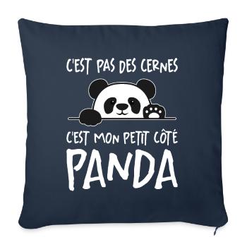 C'est Pas Des Cernes Citation Idée Cadeau Panda - Housse de coussin décorative 45 x 45 cm - bleu marine - Devant