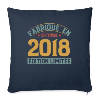 Fabriqué En Septembre 2018 Édition Limitée - Housse de coussin décorative 45 x 45 cm - bleu marine - Devant