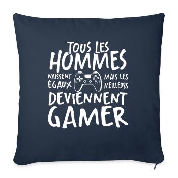 Les Meilleurs Hommes Deviennent Gamer - Housse de coussin décorative 45 x 45 cm - bleu marine - Devant