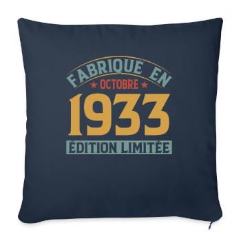 Fabriqué En Octobre 1933 Édition Limitée - Housse de coussin décorative 45 x 45 cm - bleu marine - Devant