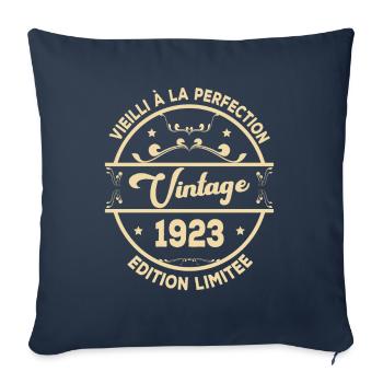 Vintage 1923 Idée Cadeau D Anniversaire Rétro 1923 - Housse de coussin décorative 45 x 45 cm - bleu marine - Devant