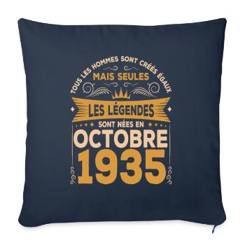 Les Légendes Sont Nées En Octobre 1935 - Housse de coussin décorative 45 x 45 cm - bleu marine - Devant