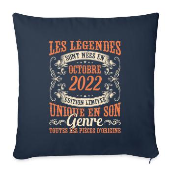 Les Légendes Sont Nées En Octobre 2022 Cadeau - Housse de coussin décorative 45 x 45 cm - bleu marine - Devant