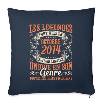 Les Légendes Sont Nées En Octobre 2014 Cadeau - Housse de coussin décorative 45 x 45 cm - bleu marine - Devant