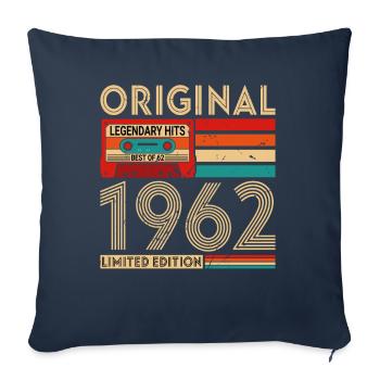 Récolte 1962 Vintage Anniversaire Rétro Cadeau - Housse de coussin décorative 45 x 45 cm - bleu marine - Devant