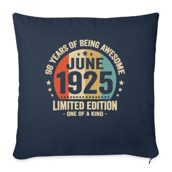 June 1925 98 years anniversary vintage gift idea - Sofa pillowcase 17,3'' x 17,3'' (45 x 45 cm) - navy - Front
