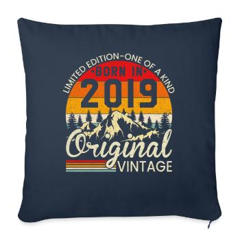 Unique in its kind born in 2019 Original vintage - Sofa pillowcase 17,3'' x 17,3'' (45 x 45 cm) - navy - Front