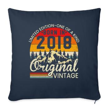 Unique in its kind born in 2018 Original vintage - Sofa pillowcase 17,3'' x 17,3'' (45 x 45 cm) - navy - Front