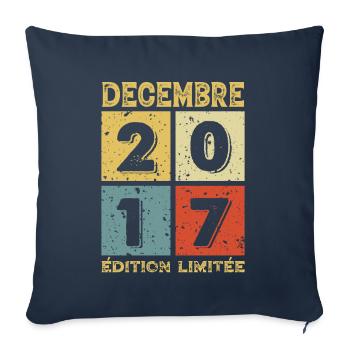 Anniversaire Vintage Idée Cadeau Décembre 2017 - Housse de coussin décorative 45 x 45 cm - bleu marine - Devant