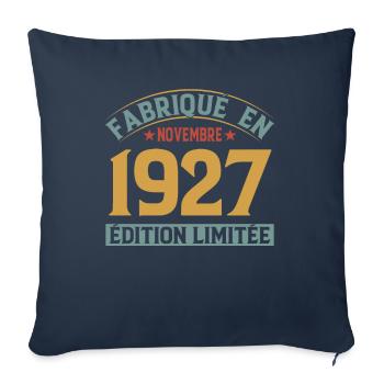 Fabriqué En Novembre 1927 Édition Limitée - Housse de coussin décorative 45 x 45 cm - bleu marine - Devant