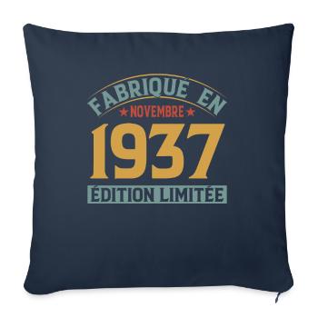 Fabriqué En Novembre 1937 Édition Limitée - Housse de coussin décorative 45 x 45 cm - bleu marine - Devant