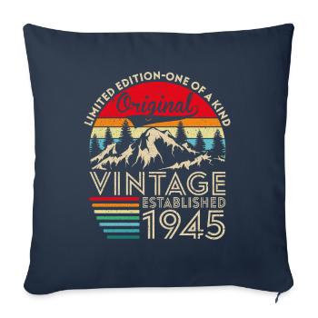 Original vintage established in 1945 anniversary - Sofa pillowcase 17,3'' x 17,3'' (45 x 45 cm) - navy - Front