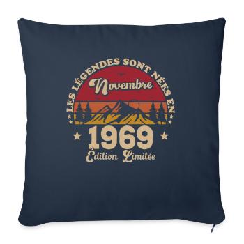 Les Légendes Sont Nées En Novembre 1969 - Housse de coussin décorative 45 x 45 cm - bleu marine - Devant
