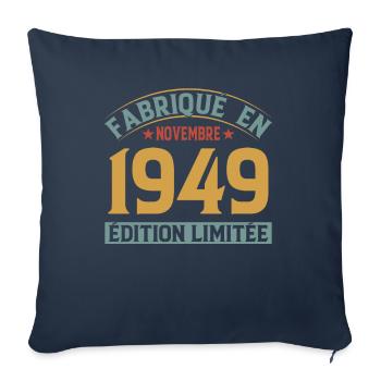 Fabriqué En Novembre 1949 Édition Limitée - Housse de coussin décorative 45 x 45 cm - bleu marine - Devant