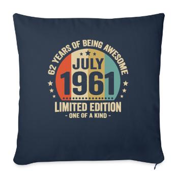 July 1961 62 Years Anniversary Vintage Gift - Sofa pillowcase 17,3'' x 17,3'' (45 x 45 cm) - navy - Front