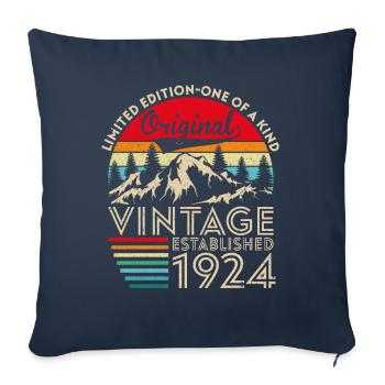 Original Vintage Établi En 1924 Anniversaire - Housse de coussin décorative 45 x 45 cm - bleu marine - Devant