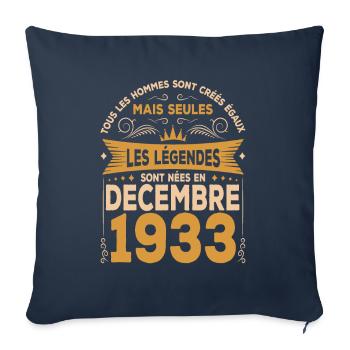 Les Légendes Sont Nées En Décembre 1933 - Housse de coussin décorative 45 x 45 cm - bleu marine - Devant
