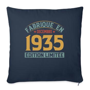 Fabriqué En Décembre 1935 Édition Limitée - Housse de coussin décorative 45 x 45 cm - bleu marine - Devant