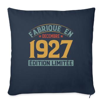 Fabriqué En Décembre 1927 Édition Limitée - Housse de coussin décorative 45 x 45 cm - bleu marine - Devant