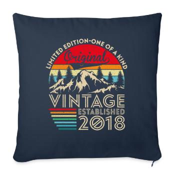 Original vintage established in 2018 anniversary - Sofa pillowcase 17,3'' x 17,3'' (45 x 45 cm) - navy - Front