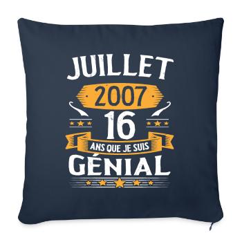 July 2007 16 years that I am awesome gift - Sofa pillowcase 17,3'' x 17,3'' (45 x 45 cm) - navy - Front