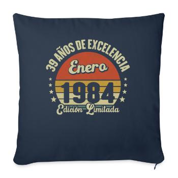 January 1984 Vintage gift of 39 years - Sofa pillowcase 17,3'' x 17,3'' (45 x 45 cm) - navy - Front