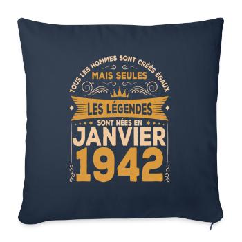 Les Légendes Sont Nées En Janvier 1942 - Housse de coussin décorative 45 x 45 cm - bleu marine - Devant